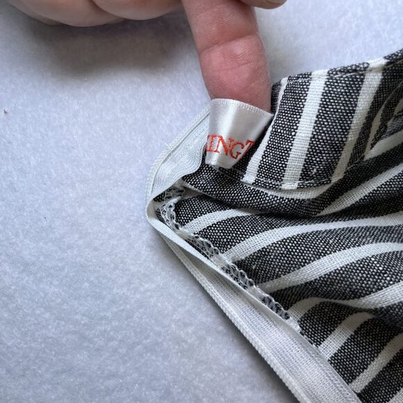 Mokingtop crop jumpsuit lightweight cotton black white stripes womens sz M - Picture 9 of 16